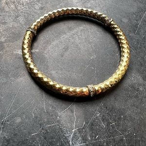 Vintage Golden Stretch Bracelet with Rhinestones